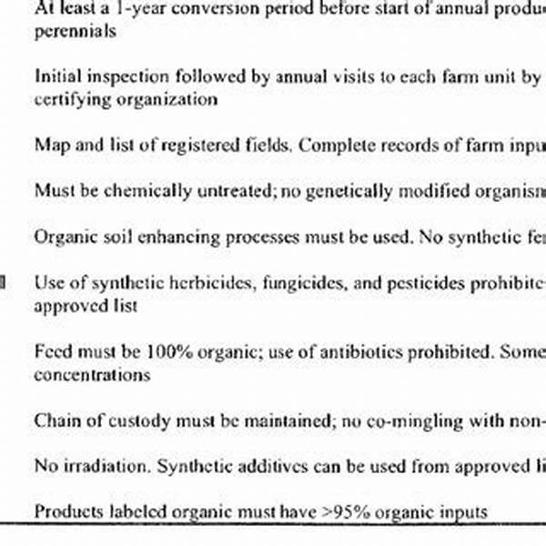Criteria For Initial Organic Certification