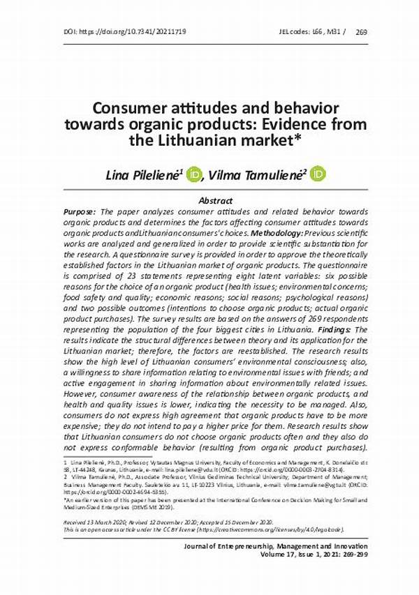 Consumer Attitudes Towards Organic Price Tags